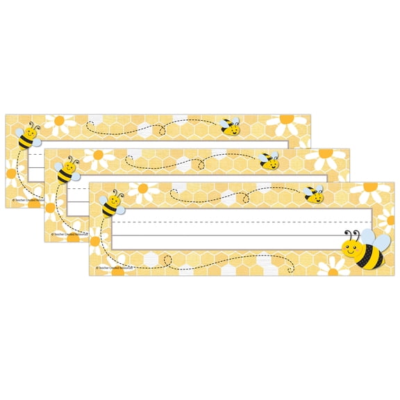 Teacher Created Resources Buzzing Bees Flat Name Plates, 36 Per Pack, 3 Packs