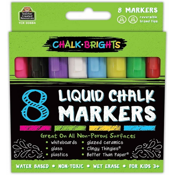 Teacher Created Resources Chalk Brights Liquid Chalk Markers, Pack of 8
