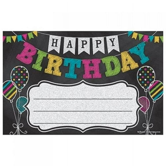 Teacher Created Resources  Chalkboard Brghts Happy Bday - Pack of 6