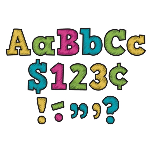 Teacher Created Resources Chalkboard Brights Bold Block 4" Letters Combo Pack, 230 Pieces Per Pack, 3 Packs