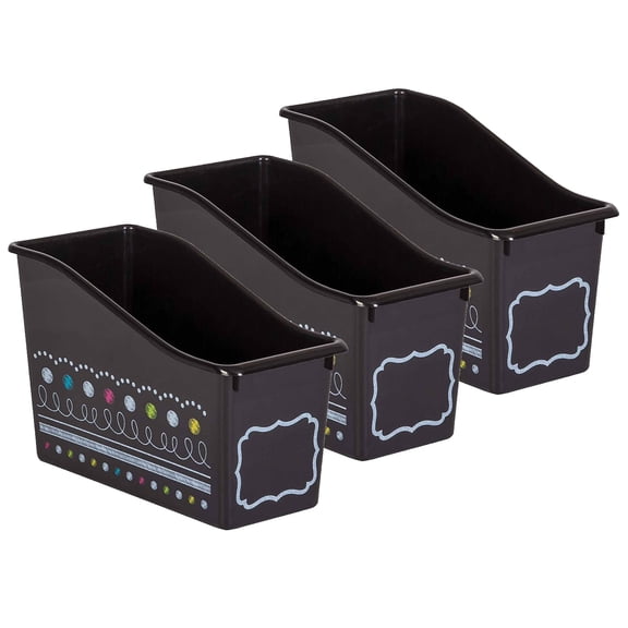 Teacher Created Resources Chalkboard Brights Plastic Book Bin, Pack of 3
