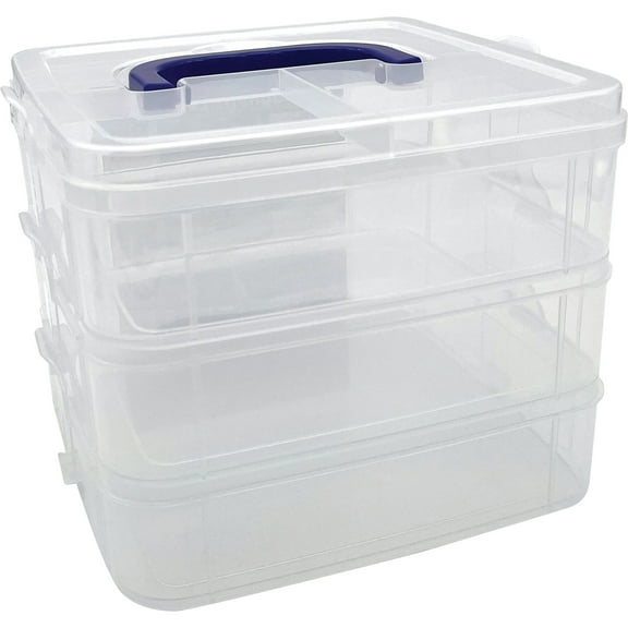Teacher Created Resources Clear Stackable 3 Tier Containers Storage for Classroom Supplies