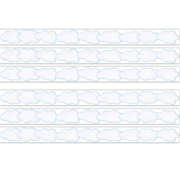 Teacher Created Resources Clouds Die-Cut Border Trim, 35 Feet Per Pack, 6 Packs