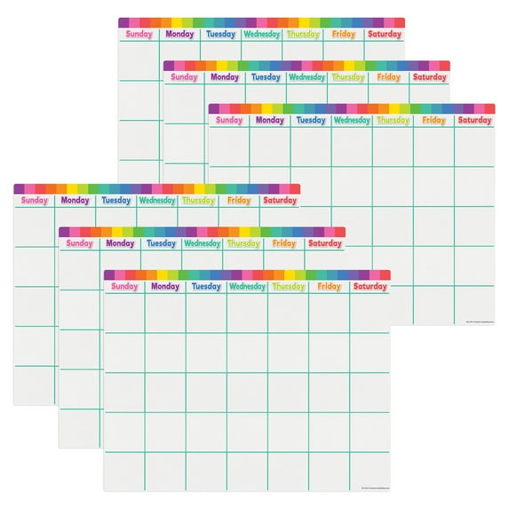 Teacher Created Resources® Colorful Calendar Write-On/Wipe-Off Chart, 6 Count