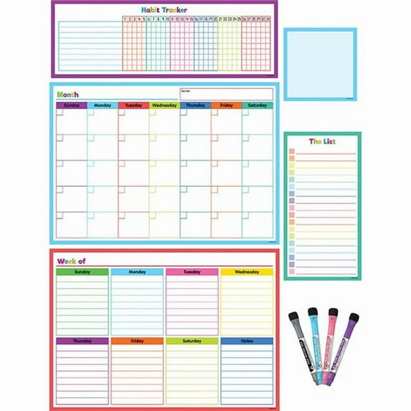 Teacher Created Resources Colorful Dry-Erase Magnetic Calendar Set