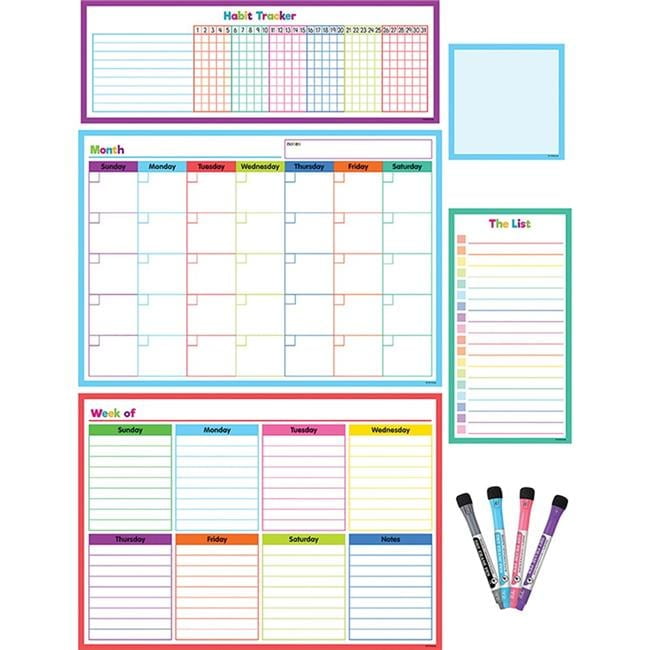 Colorful Magnetic Dry-Erase Weekly and Monthly Calendar Set