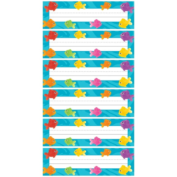 Teacher Created Resources Colorful Fish Flat Name Plates, 36 Per Pack, 6 Packs