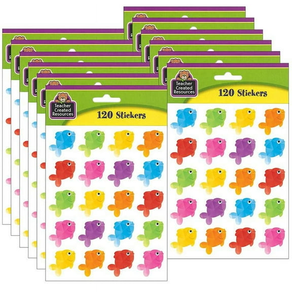 Teacher Created Resources Colorful Fish Stickers, 120 Per Pack, 12 Packs