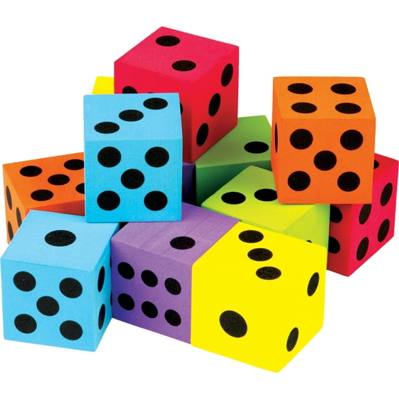 Teacher Created Resources Foam Colorful Large Dice, 1-1/2", Pack of 12