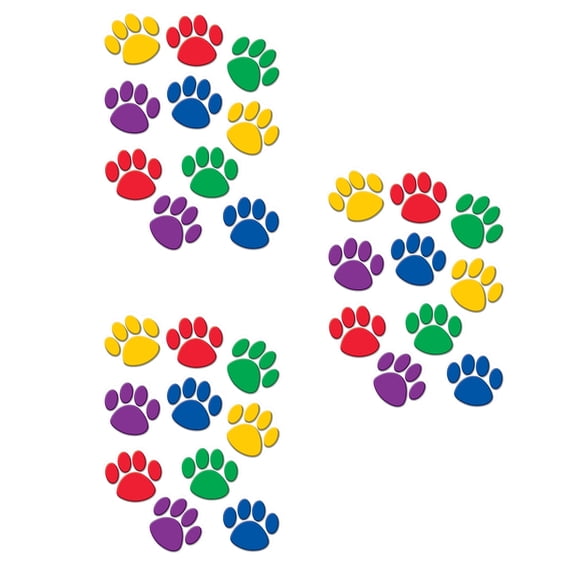 Teacher Created Resources Colorful Paw Prints Accents, 30 Per Pack, 3 Packs
