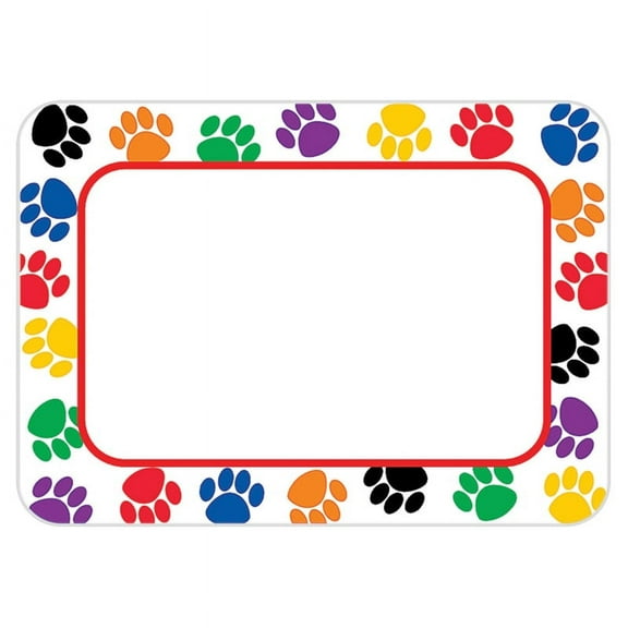 Teacher Created Resources Colorful Paw Prints Name Tags 2.5" x 3.5" 36/Pack (TCR5168)