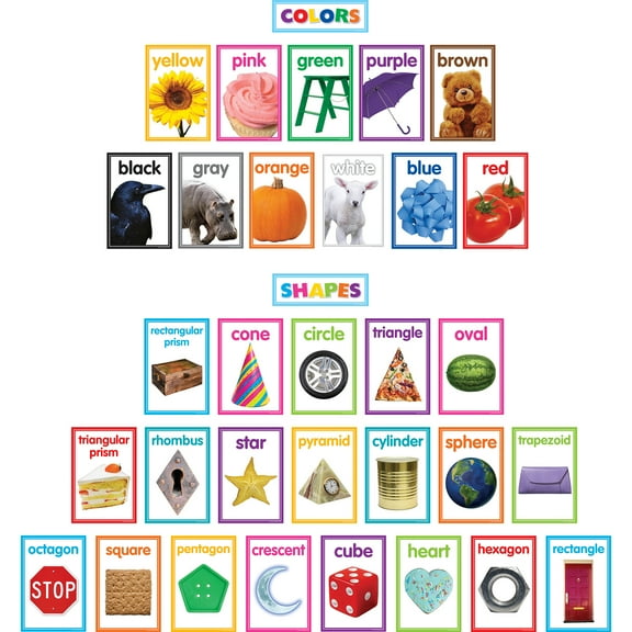 Teacher Created Resources Colorful Photo Shapes and Colors Cards Bulletin Board Set, 33 Pieces