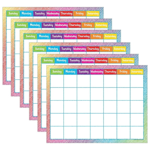 Teacher Created Resources Colorful Scribble Calendar Chart, 6 Count