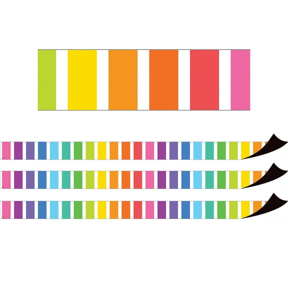 Teacher Created Resources Colorful Stripes Magnetic Border, 24 Feet Per Pack, 3 Packs