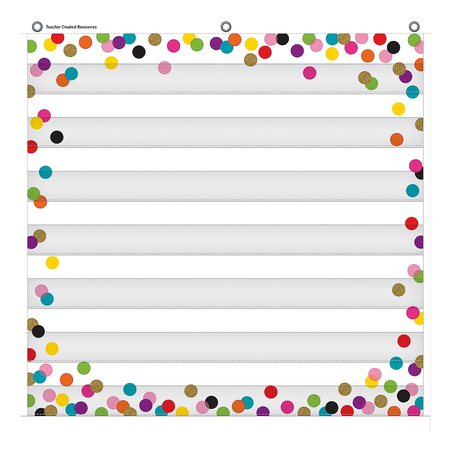 Colorful Confetti Design 7 Pocket Classroom Chart