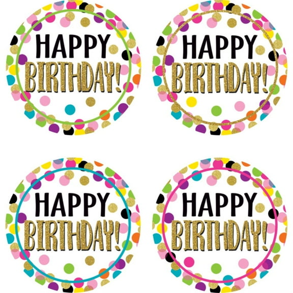 Teacher Created Resources Confetti Happy Birthday Wear 'Em Badges, Pack of 30