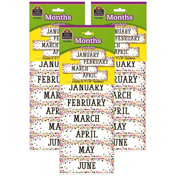 Teacher Created Resources Confetti Monthly Headliners, 36 Pieces
