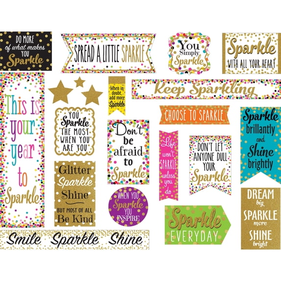 Teacher Created Resources Confetti Sparkle and Shine Mini Bulletin Board Decorations, Multicolor, 24 Pieces