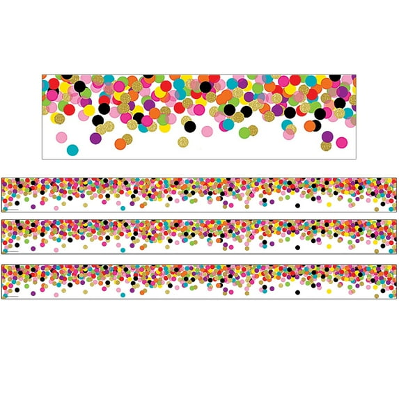Teacher Created Resources Confetti Straight Rolled Border Trim, 50 Feet Per Roll, 3 Rolls