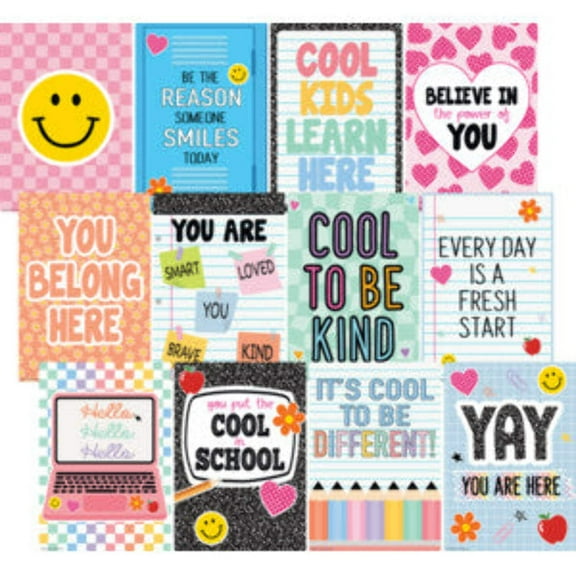 Teacher Created Resources Cool for School Positive Sayings Small Poster Pack, 12 Posters