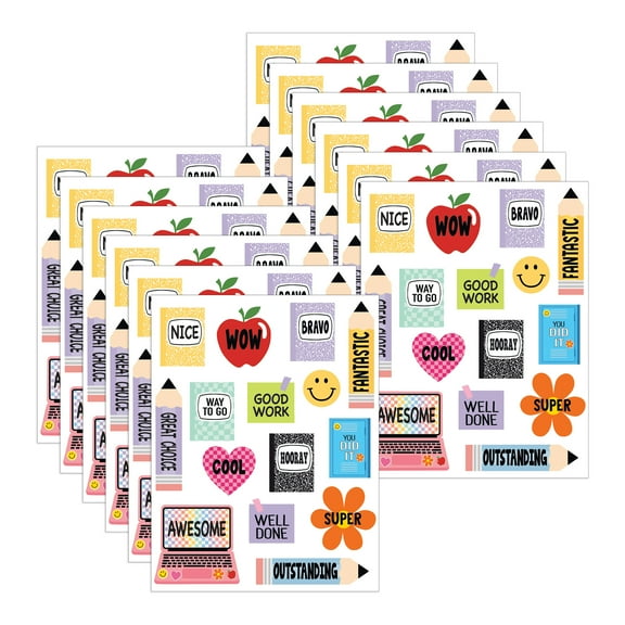 Teacher Created Resources Cool for School Stickers, 90 Per Pack, 12 Packs