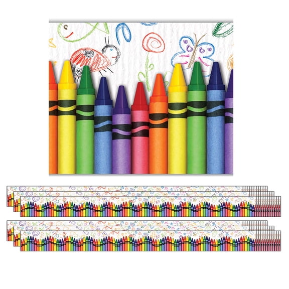 Edupress Crayons Layered Border, 35 Feet Per Pack, 6 Packs