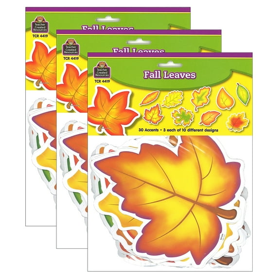 Teacher Created Resources Dazzlers Fall Leaves Accents, 30 Per Pack, 3 Packs