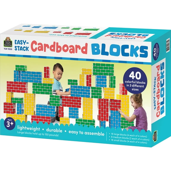 Teacher Created Resources Easy-Stack Cardboard Blocks, 40 Piece Set