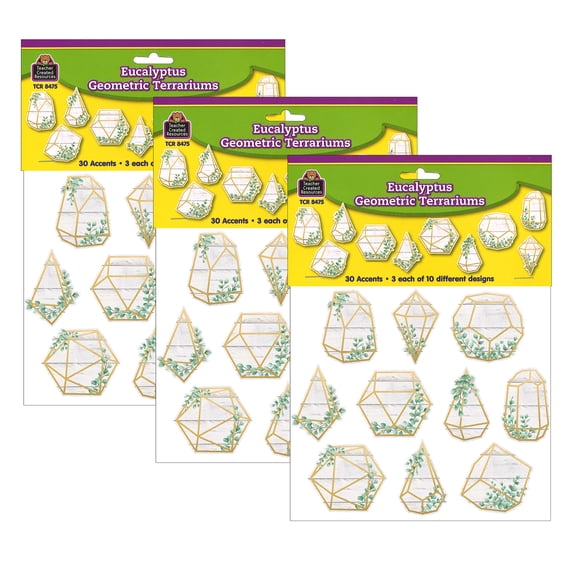 Teacher Created Resources Eucalyptus Geometric Terrariums Accents, 90 Pieces