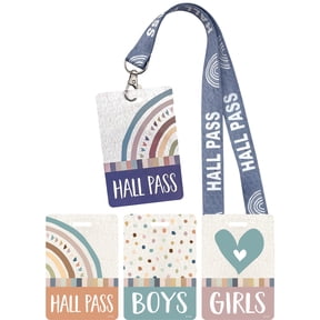 Teacher Created Resources Everyone is Welcome Hall Pass with Lanyard, Set of 4