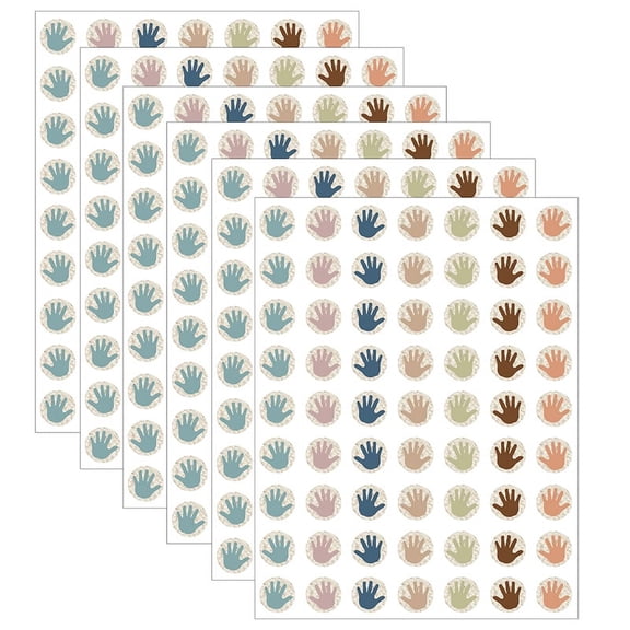 Teacher Created Resources Everyone is Welcome Helping Hands Mini Stickers, 378 Per Pack, 6 Packs