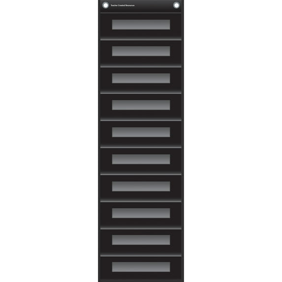 Teacher Created Resources File Storage Pocket Chart, 10 Pockets, Black, 14" x 58"