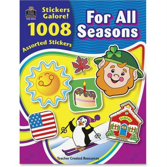 Teacher Created Resources For All Seasons Sticker Book - Self-adhesive - Acid-free, Lignin-free - Assorted - 1008 / Pack | Bundle of 5 Packs