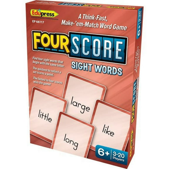 Teacher Created Resources Four Score Sight Words Game - Matching - 3 to 20 Players - 1 Each | Bundle of 10 Each