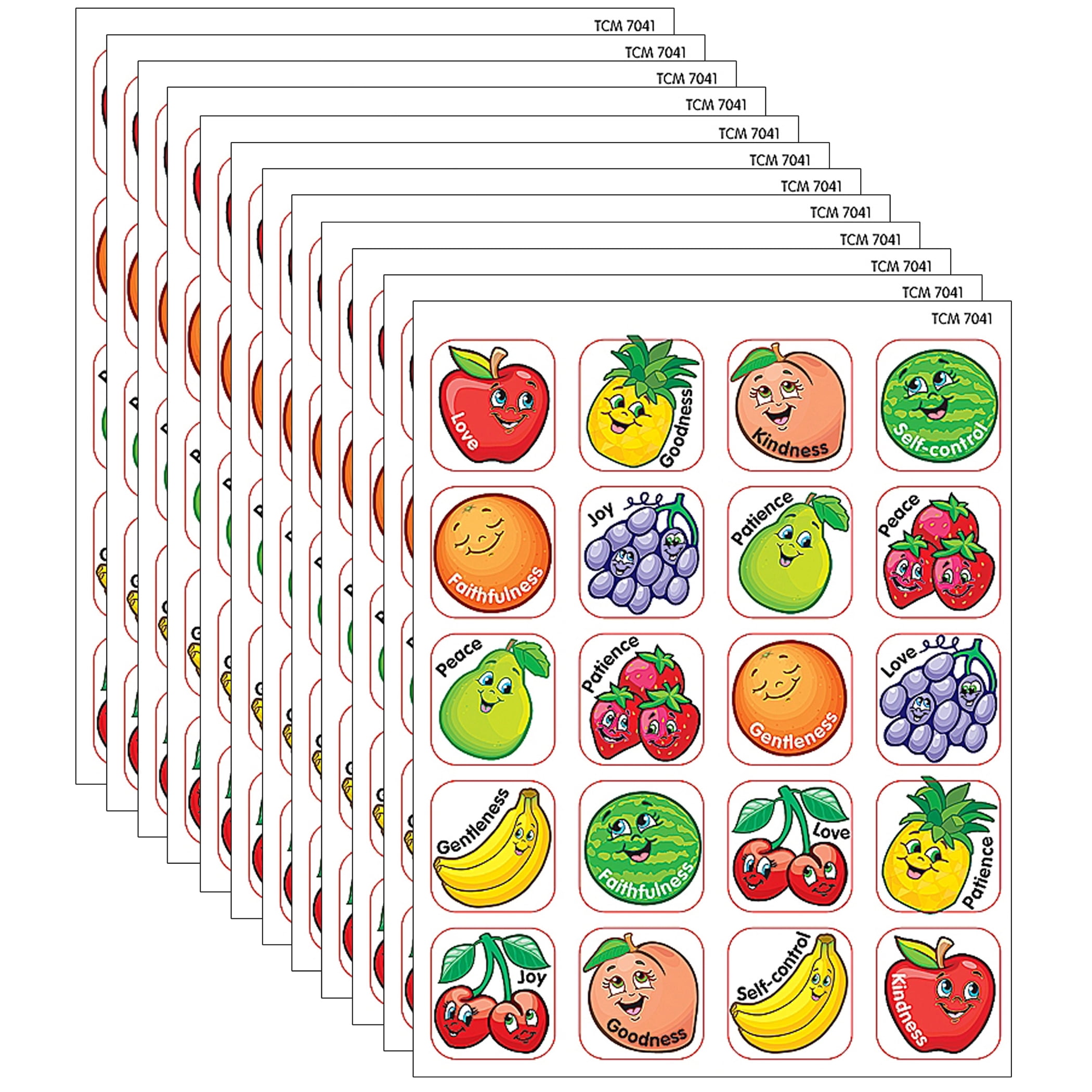 Teacher Created Resources Fruit of the Spirit Stickers, 120 Per Pack, 12 Packs