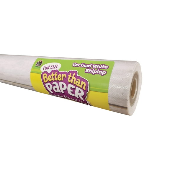 Teacher Created Resources Fun Size Better Than Paper Bulletin Board Roll, 18" x 12', Vertical White Shiplap