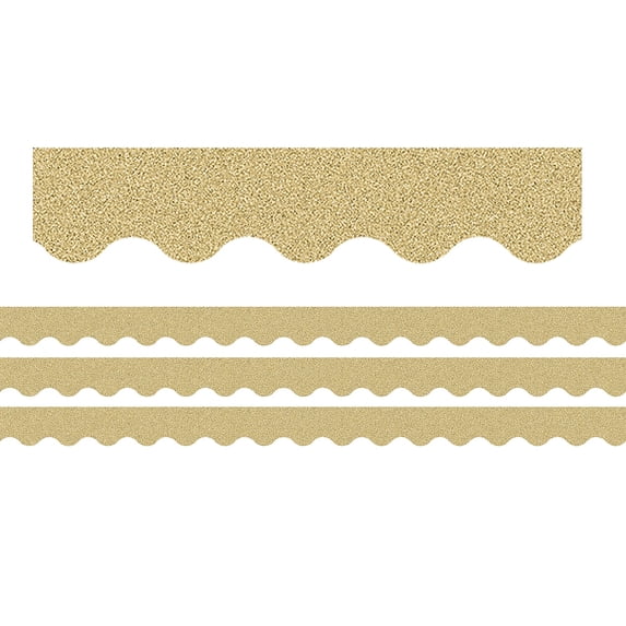 Teacher Created Resources Gold Glitz Scalloped Border Trim, 35 Feet Per Pack, 3 Packs
