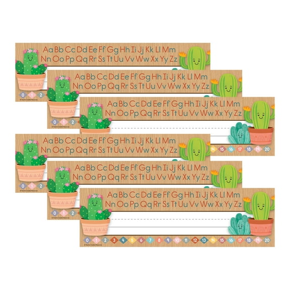 Teacher Created Resources Happy Cactus Crew Flat Name Plates, 36 Per Pack, 6 Packs
