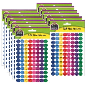 Teacher Created Resources Happy Faces Mini Stickers, 528 Per Pack, 12 Packs