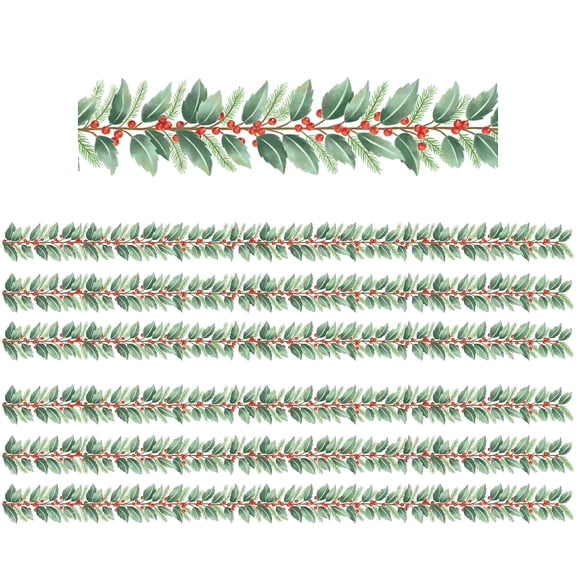 Teacher Created Resources Holly Die-Cut Border Trim, 35 Feet Per Pack, 6 Packs