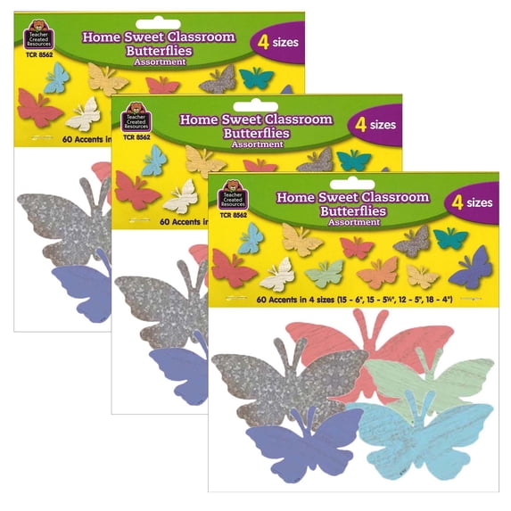 Teacher Created Resources Home Sweet Classroom Butterflies Accents, Assorted Sizes, 180 Pieces
