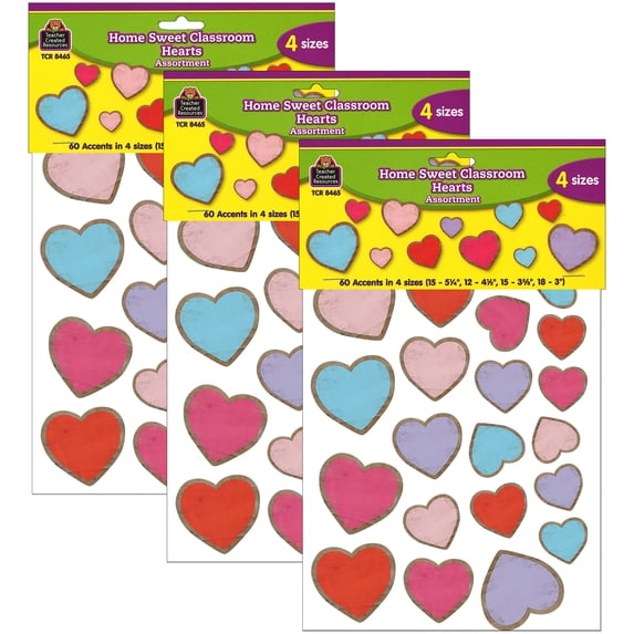 Teacher Created Resources Home Sweet Classroom Hearts Accents, Assorted Sizes, 180 Pieces
