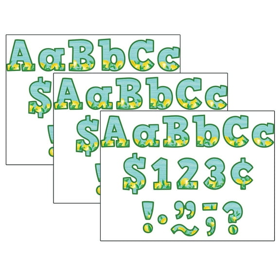 Teacher Created Resources Lemon Zest Bold Block 4" Letters Combo Pack, 230 Per Pack, 3 Packs