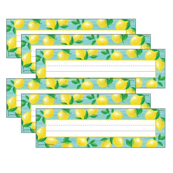 Teacher Created Resources Lemon Zest Flat Name Plates, 11.5" x 3.5", 36 Per Pack, 6 Packs