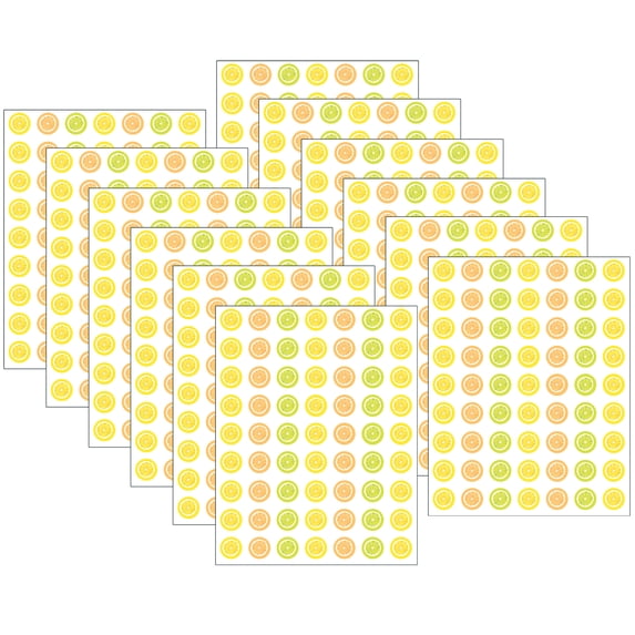 Teacher Created Resources Lemon Zest Mini Stickers, 378 Per Pack, 12 Packs