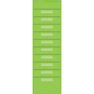 Teacher Created Resources Polka Dot Storage Pocket Chart - 10 Pocket(s) - 58" Height x 14" Width46" Length - Lime - 1Each