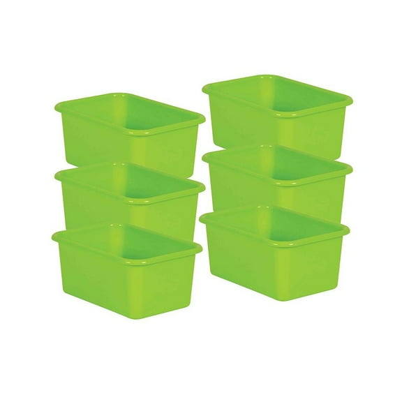 Teacher Created Resources Lime Small Plastic Bin, Pack of 6