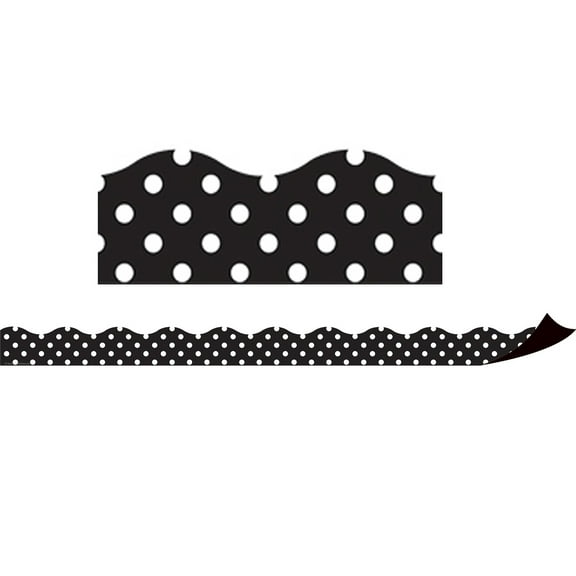 Teacher Created Resources Magnetic Borders, Black Polka Dots, 24 Feet
