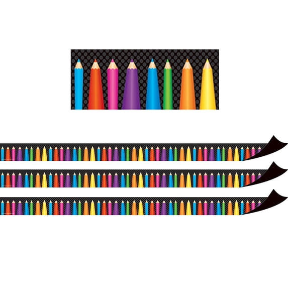 Teacher Created Resources Magnetic Borders, Colored Pencils, 24 Feet Per Pack, 3 Packs