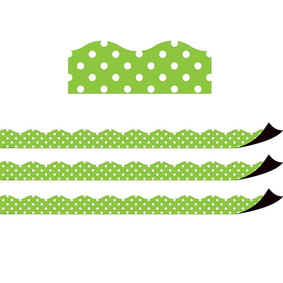 Teacher Created Resources Magnetic Borders, Lime Polka Dots, 24 Feet Per Pack, 3 Packs
